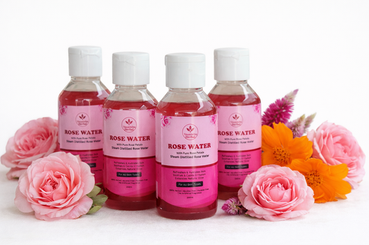 Pure. Refreshing. 100% Organic Rose Hydrosol. Nature’s gentle toner for glowing, hydrated skin.